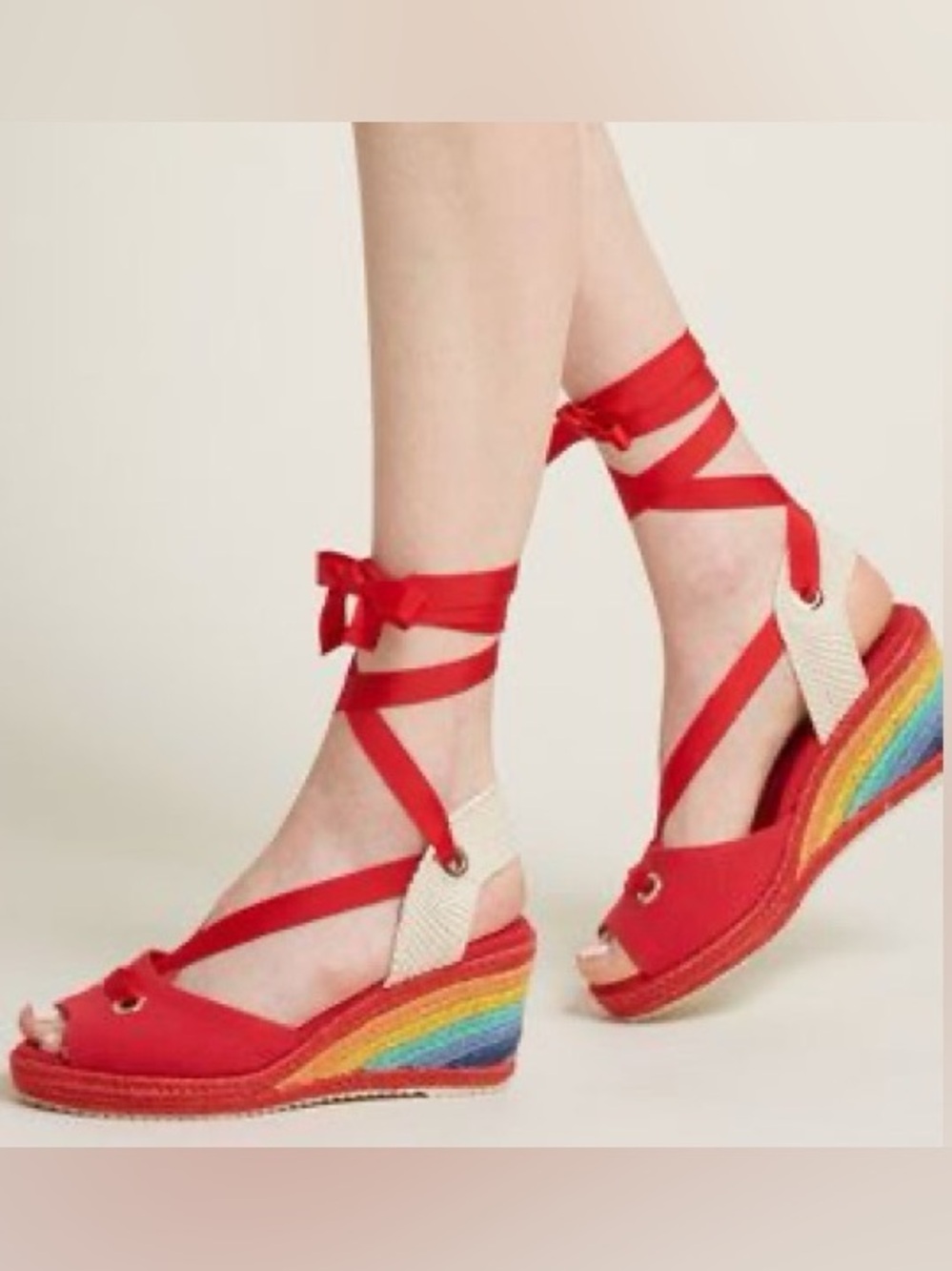 Miss L Fire Martha Colorful Rainbow Wedge Sandals